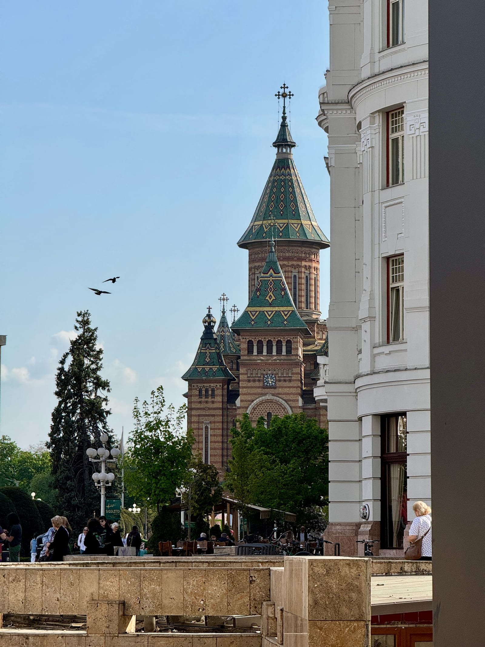 Historic Orthodox cathedral towers in Timișoara