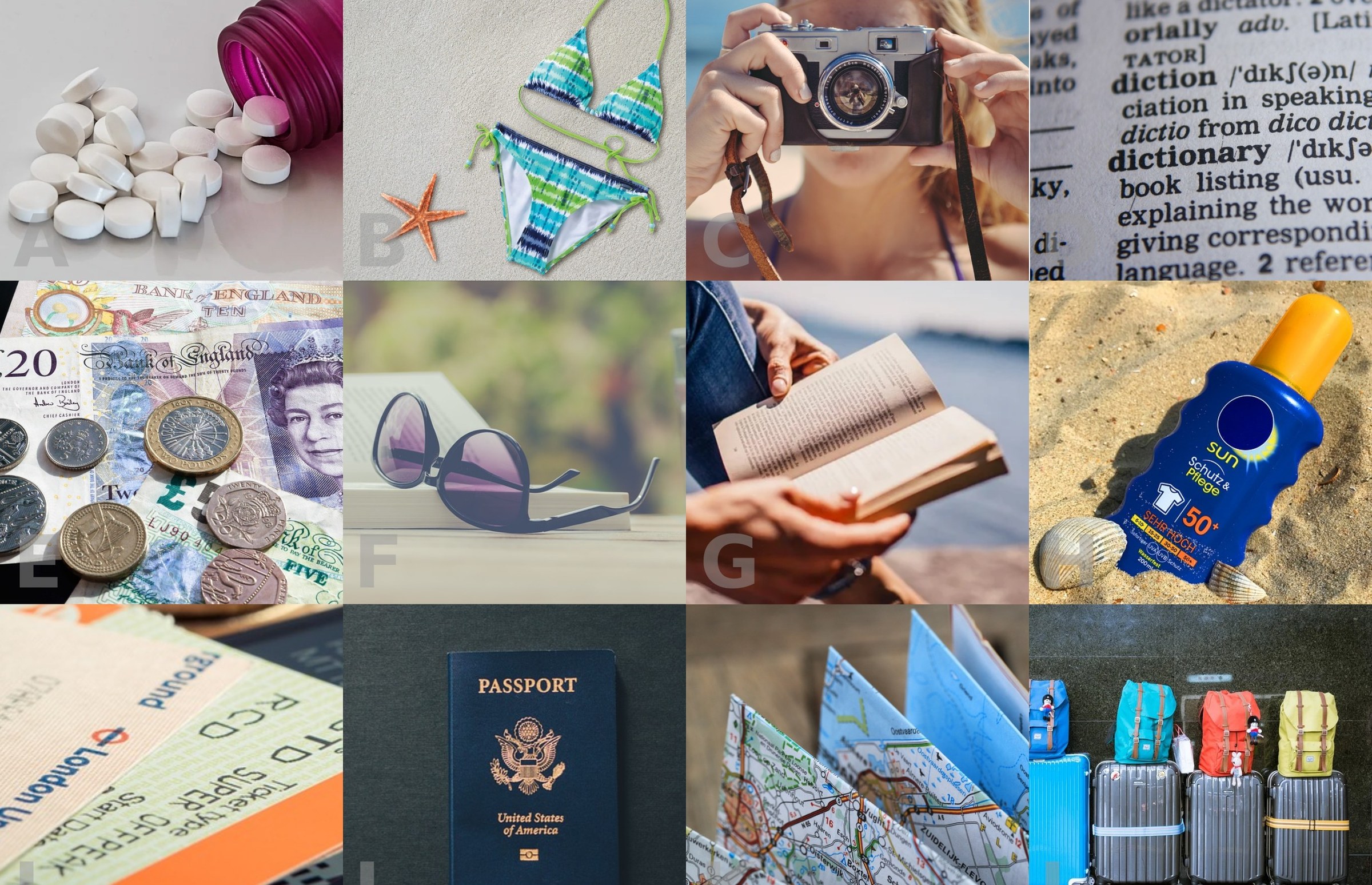 Travel wardrobe arranged by layers