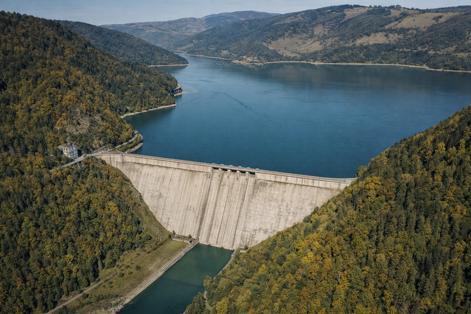 Lakeshore path and woodland scenery