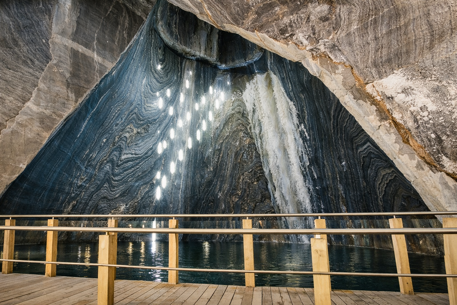 Wide underground hall with strong perspective